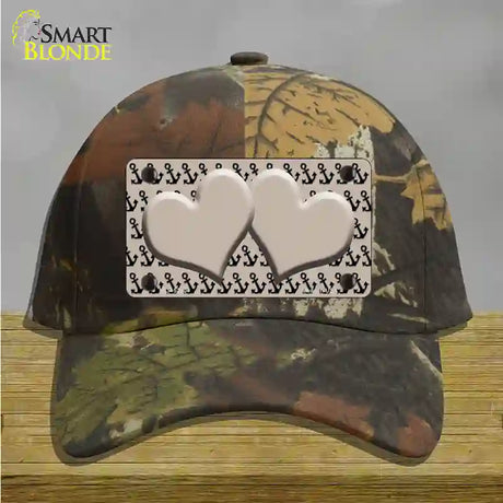 Tan Black Anchor Tan Heart Center Novelty License Plate Hat Cotton / Camoflauge