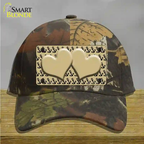 Gold Black Anchor Gold Heart Center Novelty License Plate Hat Cotton / Camoflauge