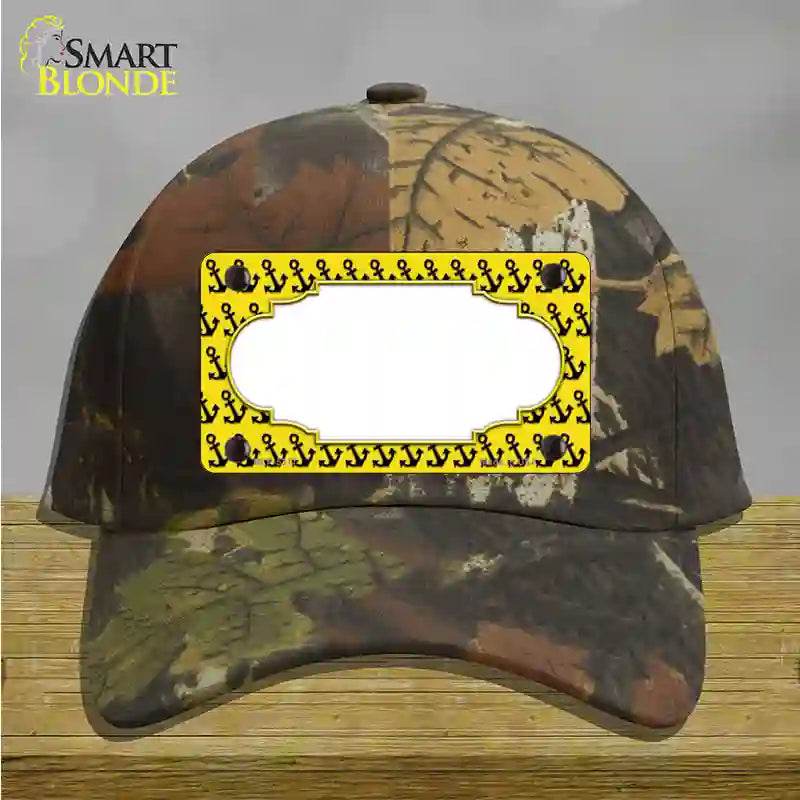 Yellow Black Anchor Scallop Center Novelty License Plate Hat Cotton / Camoflauge