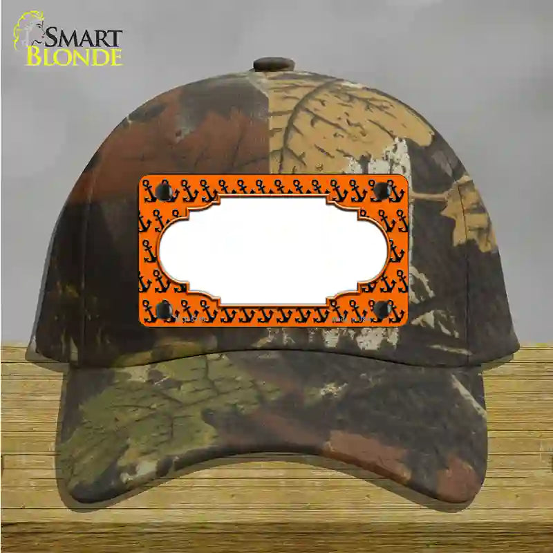 Orange Black Anchor Scallop Center Novelty License Plate Hat Cotton / Camoflauge