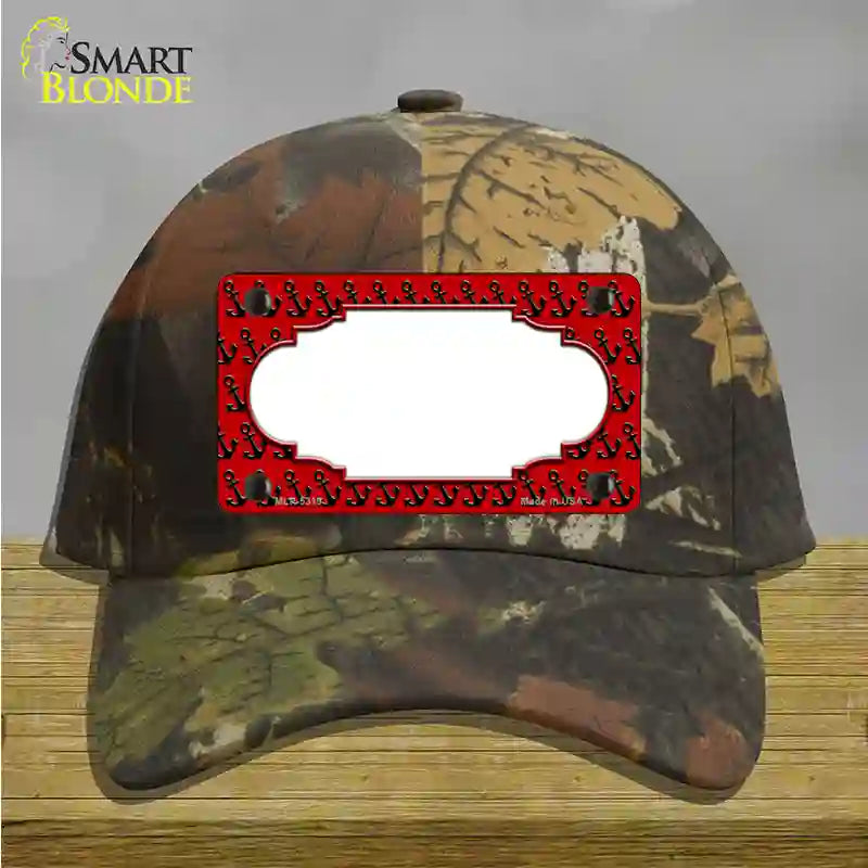 Red Black Anchor Scallop Center Novelty License Plate Hat Cotton / Camoflauge