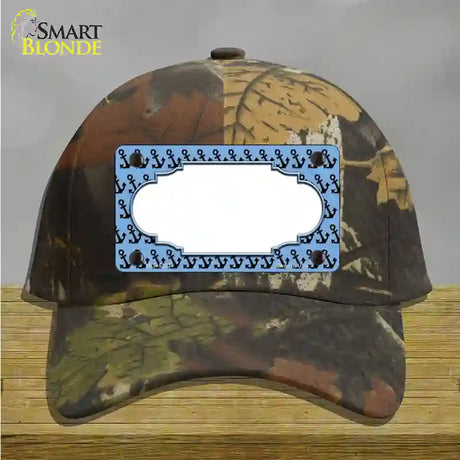 Light Blue Black Anchor Scallop Center Novelty License Plate Hat Cotton / Camoflauge