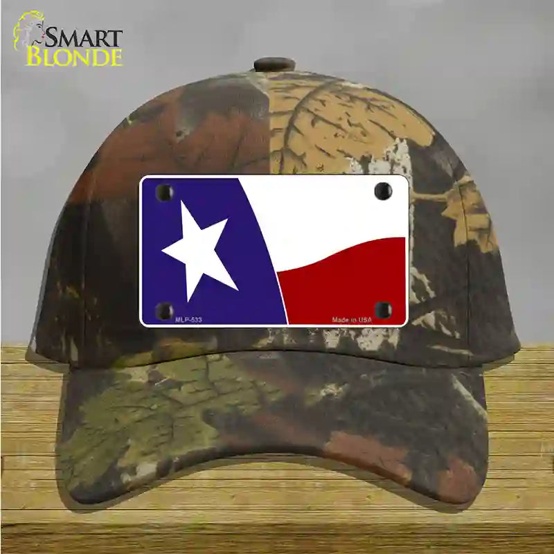 Texas State Flag Waving Novelty License Plate Hat Cotton / Camoflauge