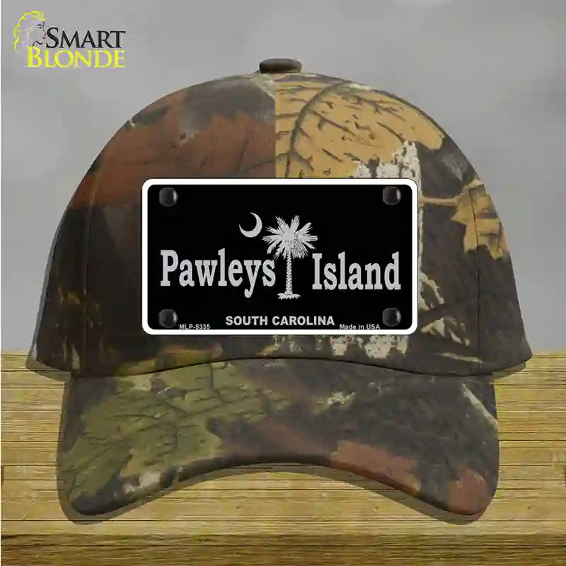 Pawleys Island Black Novelty License Plate Hat Cotton / Camoflauge