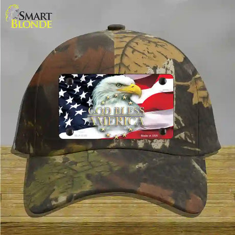 God Bless America Eagle Novelty License Plate Hat Cotton / Camoflauge