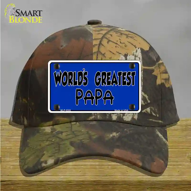 Worlds Greatest PaPa Novelty License Plate Hat Cotton / Camoflauge