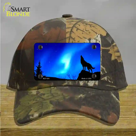 Wolf Howling Novelty License Plate Hat Cotton / Camoflauge