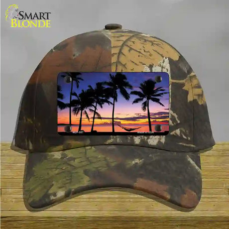 Sunset Hammock Novelty License Plate Hat Cotton / Camoflauge