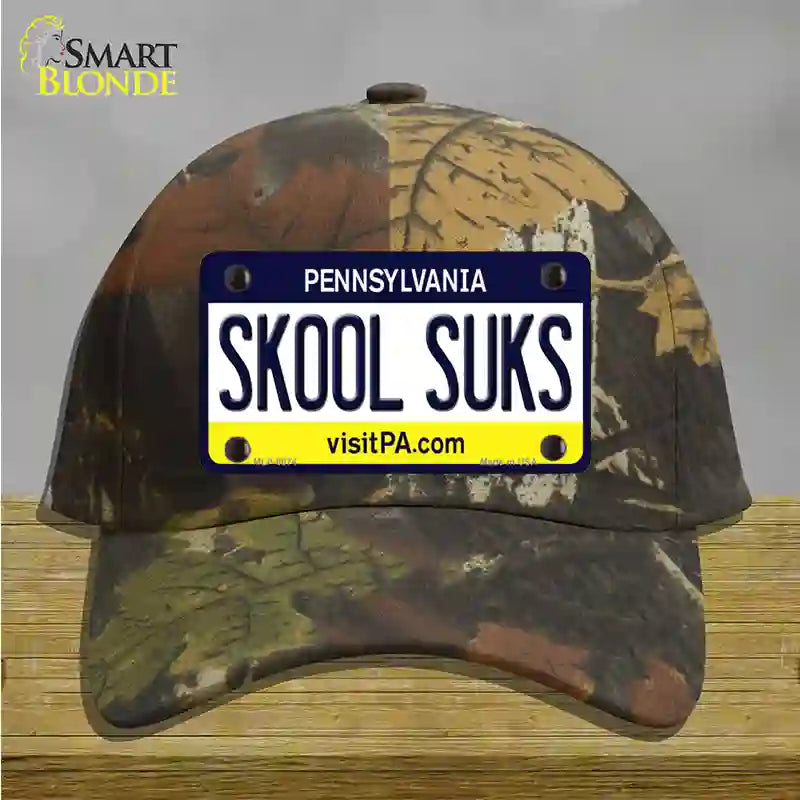 Skool Suks Pennsylvania State Novelty License Plate Hat Cotton / Camoflauge