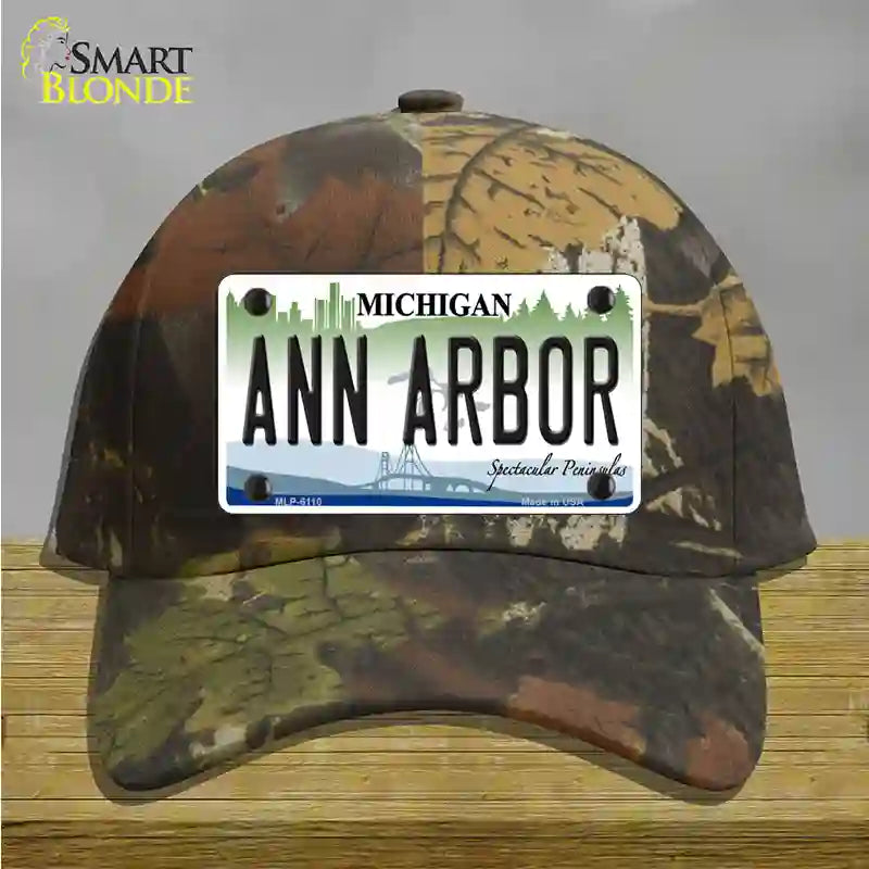 Ann Arbor Michigan Novelty License Plate Hat Cotton / Camoflauge