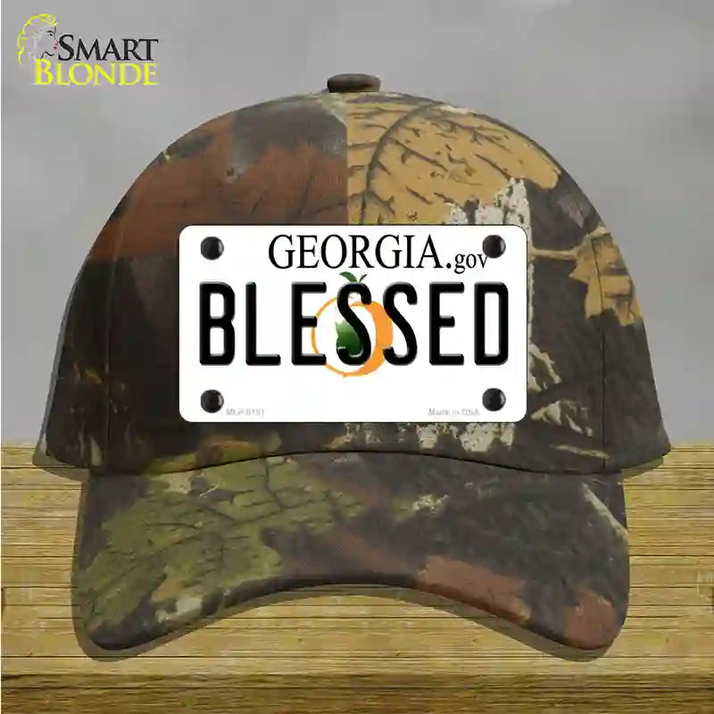 Blessed Georgia Novelty License Plate Hat Cotton / Camoflauge