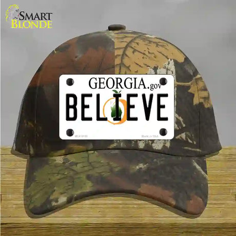 Believe Georgia Novelty License Plate Hat Cotton / Camoflauge