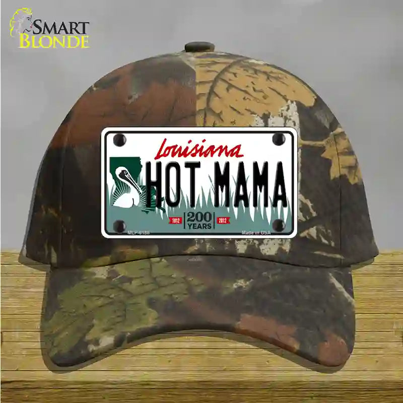 Hot Mama Louisiana Novelty License Plate Hat Cotton / Camoflauge