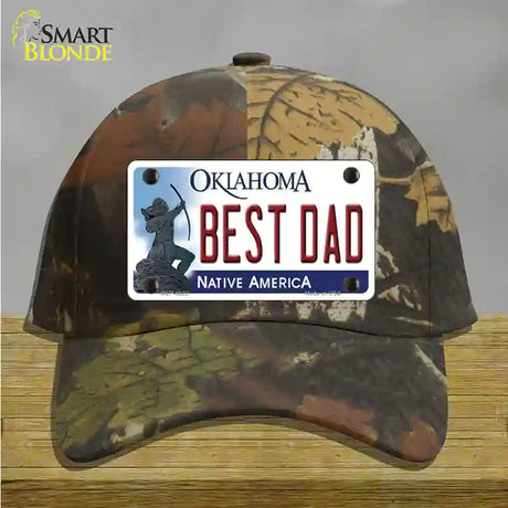 Best Dad Oklahoma Novelty License Plate Hat Cotton / Camoflauge