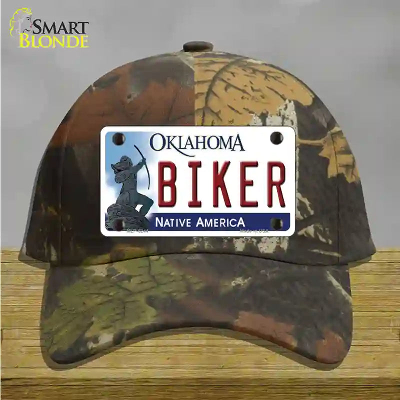 Biker Oklahoma Novelty License Plate Hat Cotton / Camoflauge