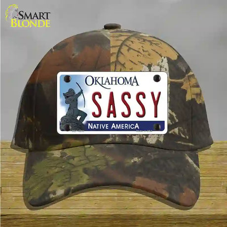 Sassy Oklahoma Novelty License Plate Hat Cotton / Camoflauge