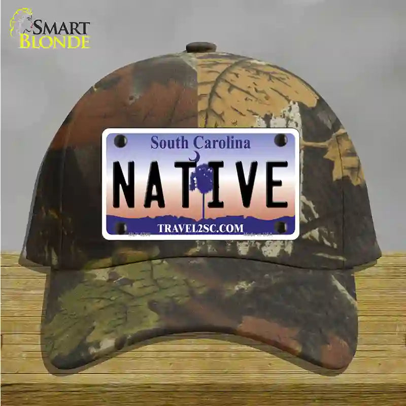 Native South Carolina Novelty License Plate Hat Cotton / Camoflauge