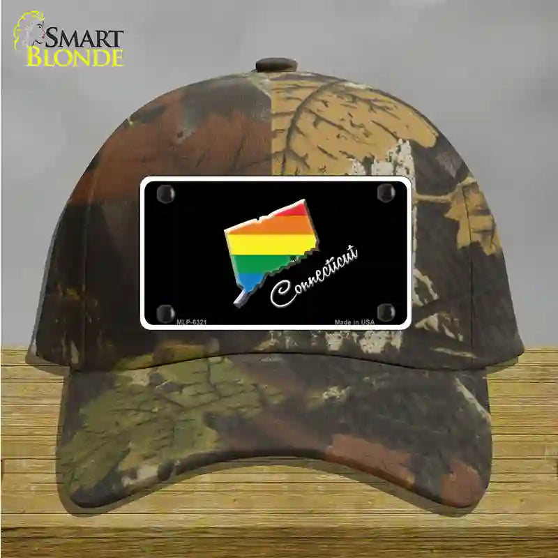 Connecticut Rainbow Novelty License Plate Hat Cotton / Camoflauge