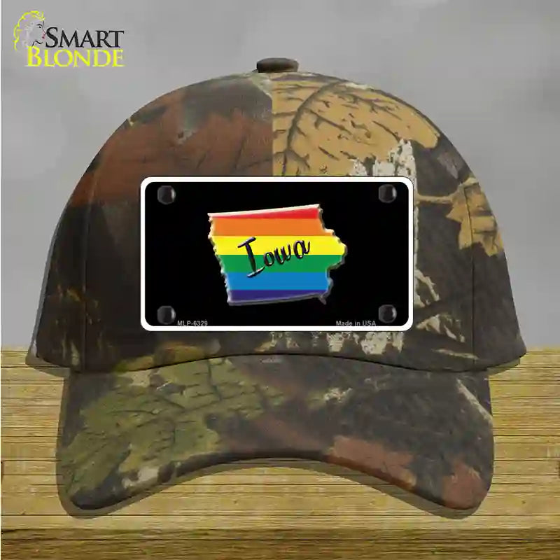 Iowa Rainbow Novelty License Plate Hat Cotton / Camoflauge