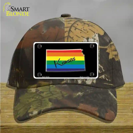 Kansas Rainbow Novelty License Plate Hat Cotton / Camoflauge