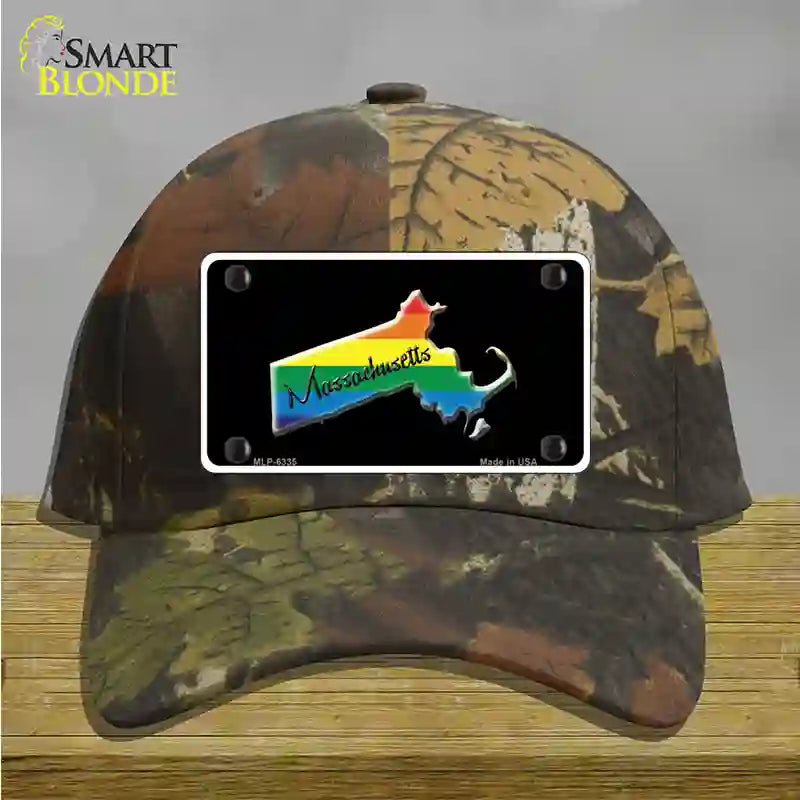 Massachusetts Rainbow Novelty License Plate Hat Cotton / Camoflauge