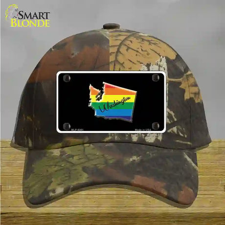 Washington Rainbow Novelty License Plate Hat Cotton / Camoflauge