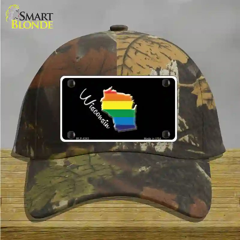 Wisconsin Rainbow Novelty License Plate Hat Cotton / Camoflauge