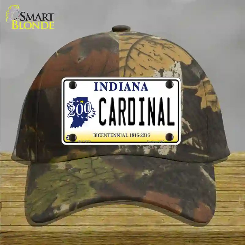 Cardinal Indiana Novelty License Plate Hat Cotton / Camoflauge