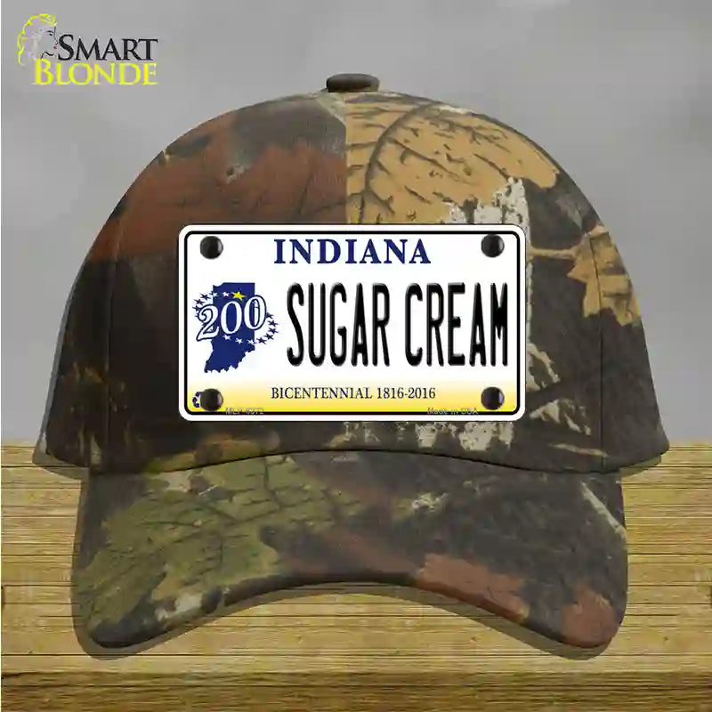 Sugar Cream Indiana Novelty License Plate Hat Cotton / Camoflauge