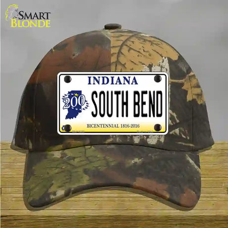 South Bend Indiana Novelty License Plate Hat Cotton / Camoflauge