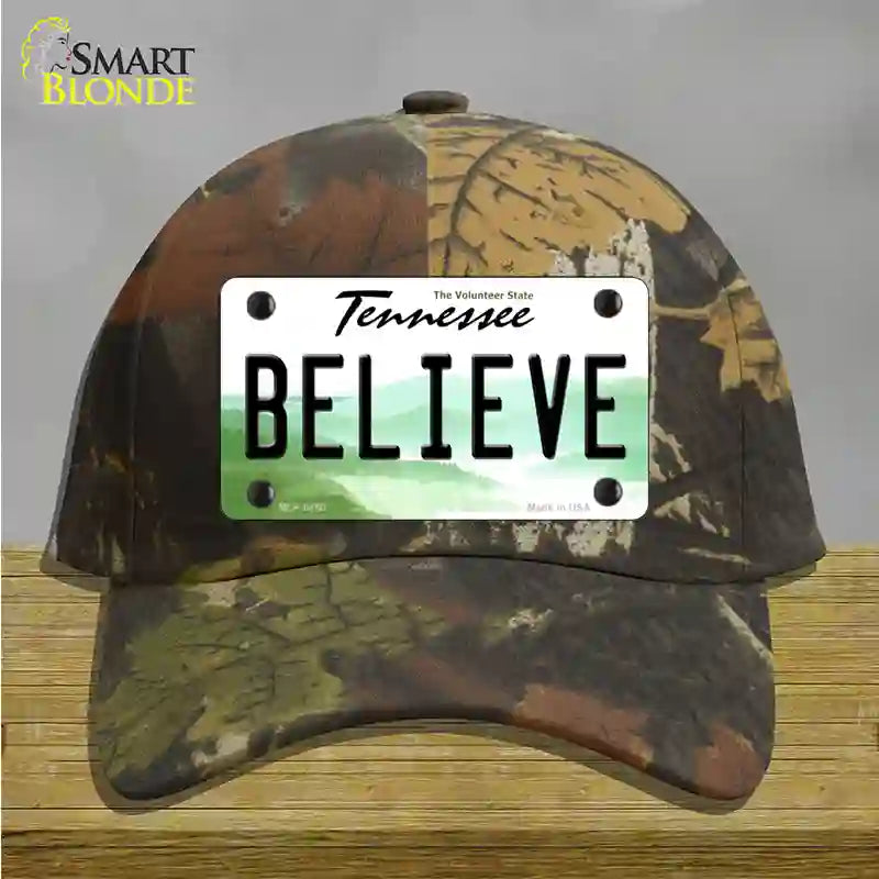 Believe Tennessee Novelty License Plate Hat Cotton / Camoflauge