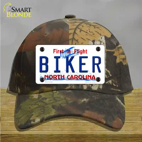 Biker North Carolina Novelty License Plate Hat Cotton / Camoflauge