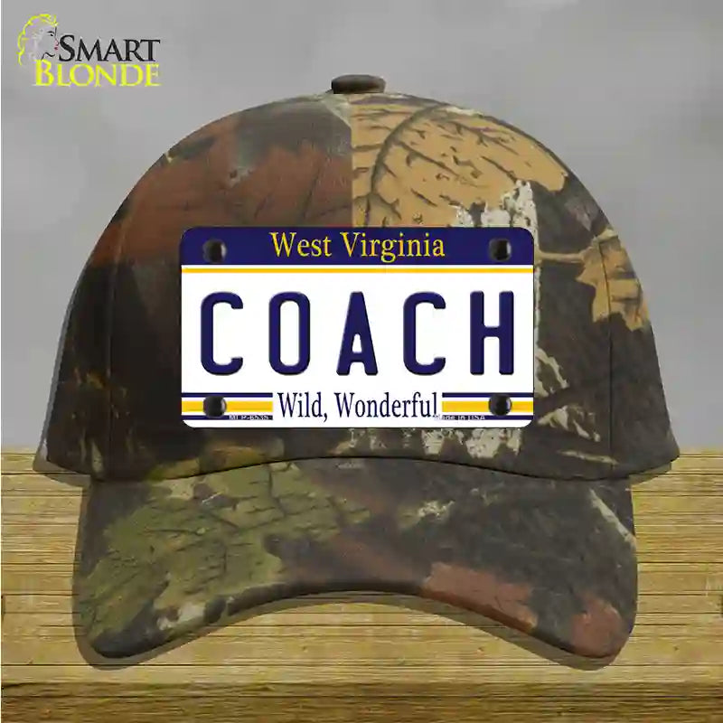 Coach West Virginia Novelty License Plate Hat Cotton / Camoflauge