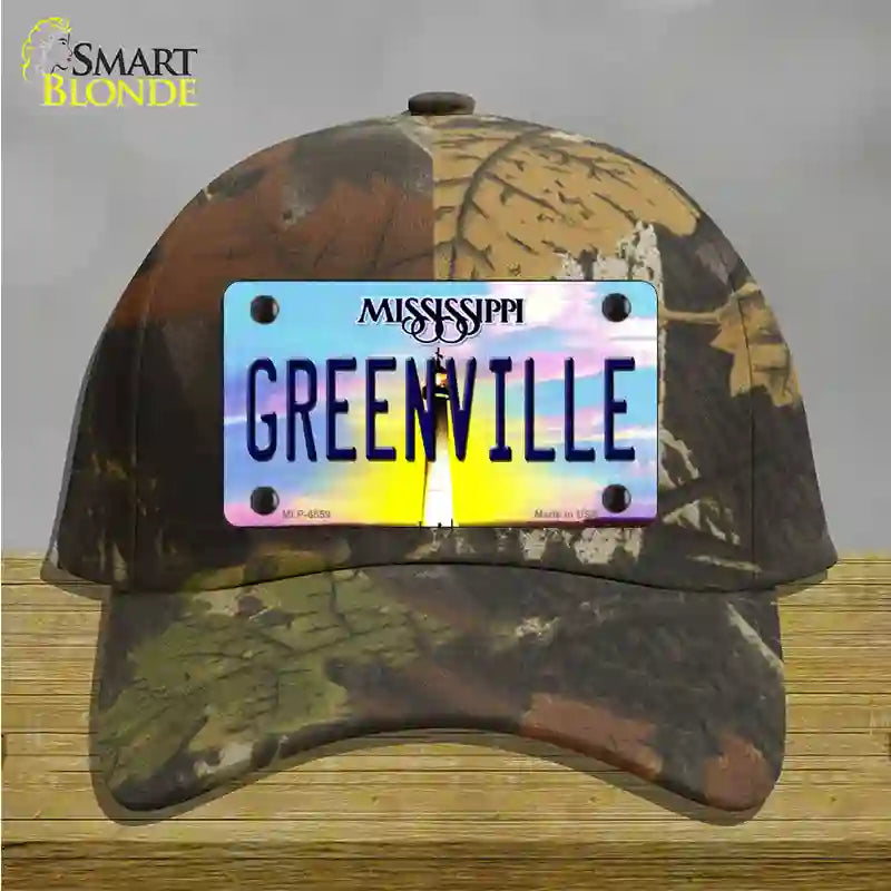 Greenville Mississippi Novelty License Plate Hat Cotton / Camoflauge