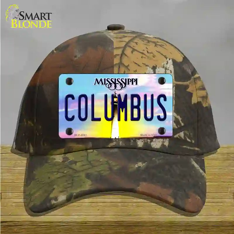 Columbus Mississippi Novelty License Plate Hat Cotton / Camoflauge