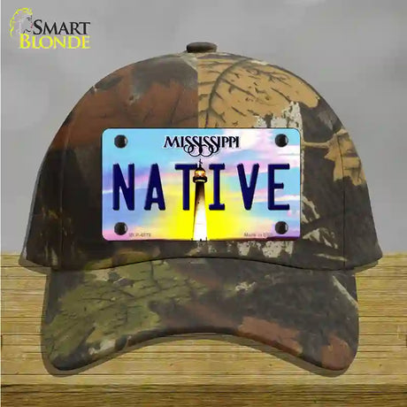 Native Mississippi Novelty License Plate Hat Cotton / Camoflauge