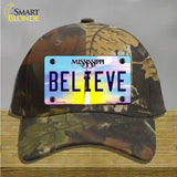 Believe Mississippi Novelty License Plate Hat Cotton / Camoflauge