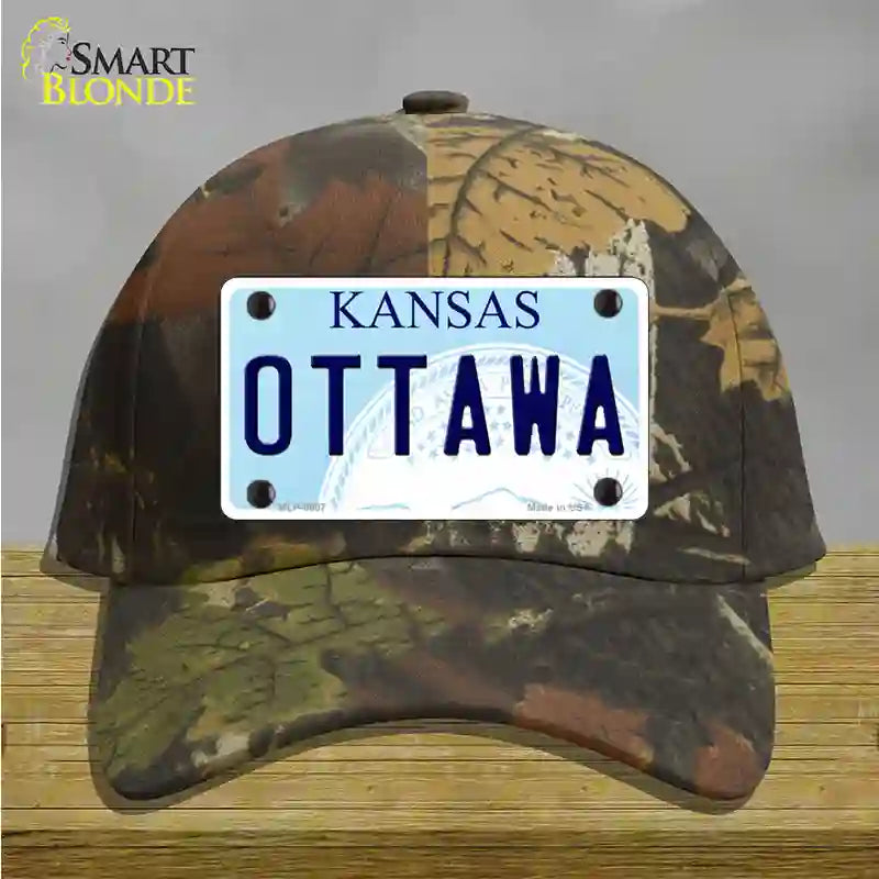 Ottawa Kansas Novelty License Plate Hat Cotton / Camoflauge