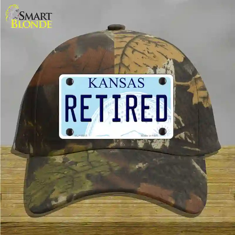 Retired Kansas Novelty License Plate Hat Cotton / Camoflauge