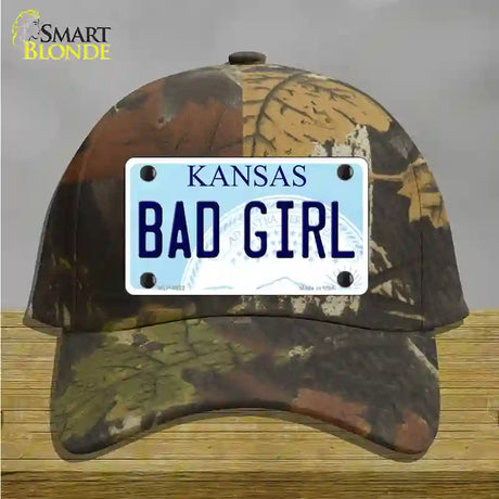 Bad Girl Kansas Novelty License Plate Hat Cotton / Camoflauge