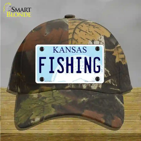 Fishing Kansas Novelty License Plate Hat Cotton / Camoflauge