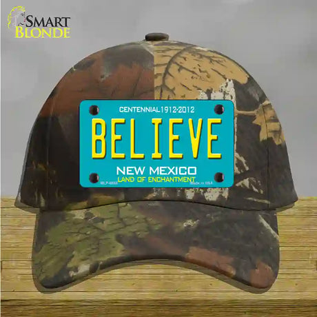 Believe New Mexico Novelty License Plate Hat Cotton / Camoflauge