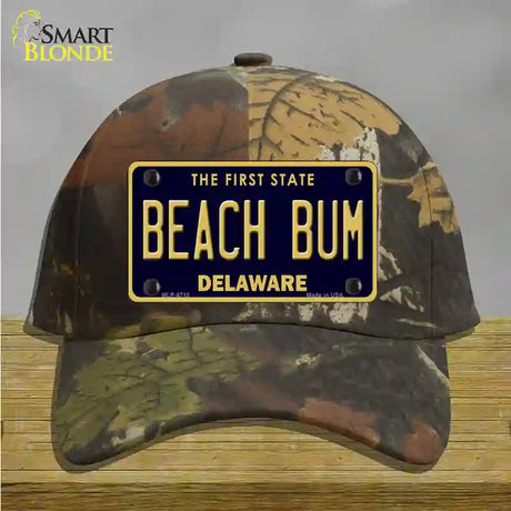 Beach Bum Delaware Novelty License Plate Hat Cotton / Camoflauge