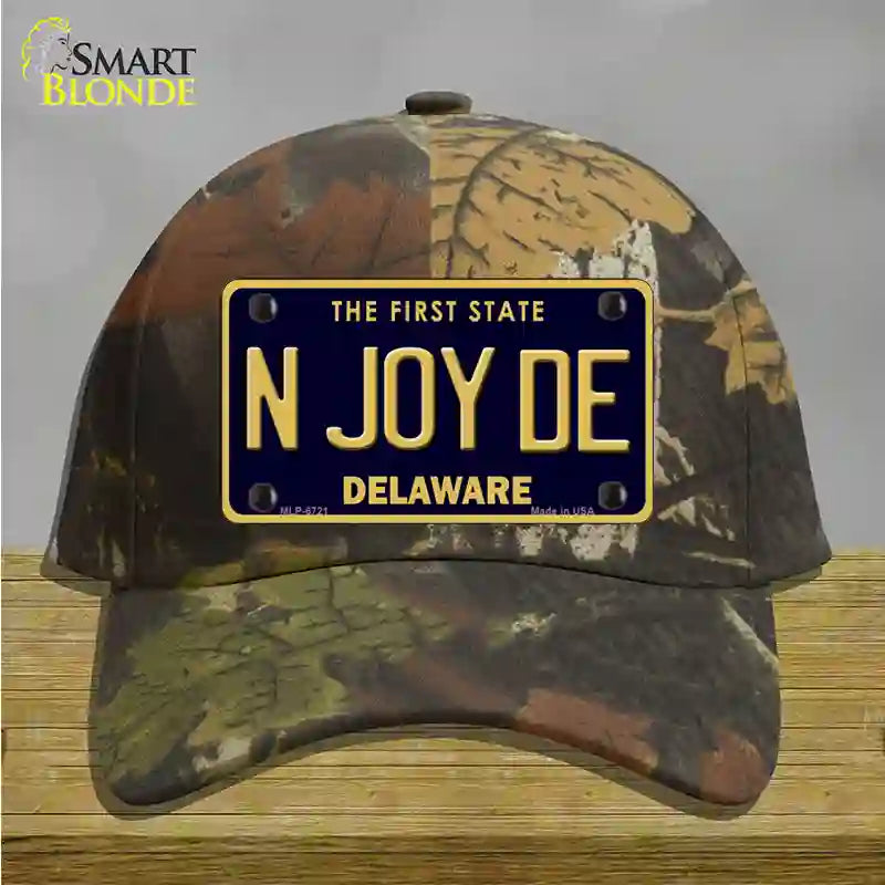 N Joy De Delaware Novelty License Plate Hat Cotton / Camoflauge