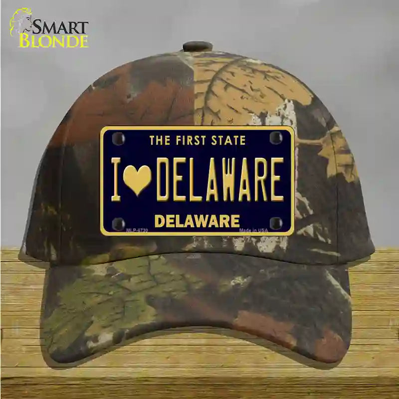 I Love Delaware Novelty License Plate Hat Cotton / Camoflauge