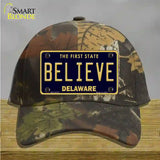 Believe Delaware Novelty License Plate Hat Cotton / Camoflauge