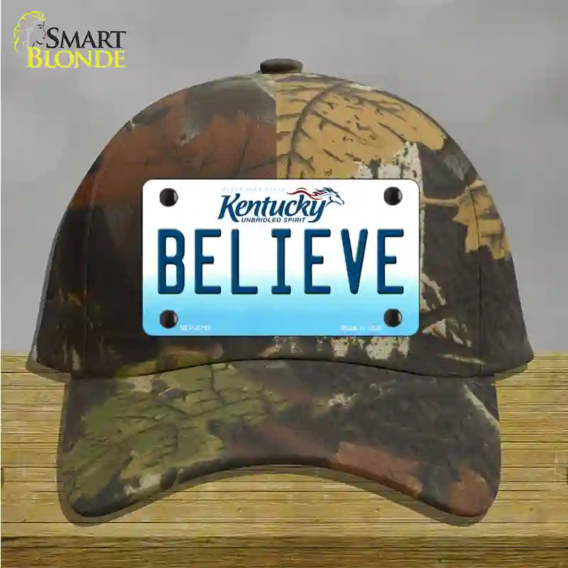 Believe Kentucky Novelty License Plate Hat Cotton / Camoflauge