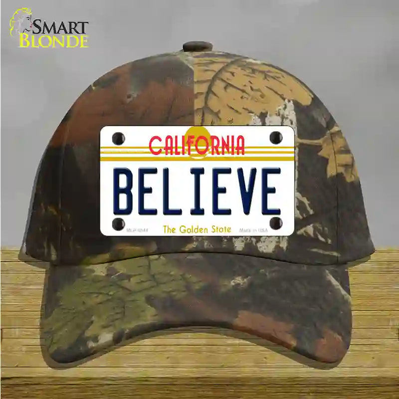 Believe California Novelty License Plate Hat Cotton / Camoflauge