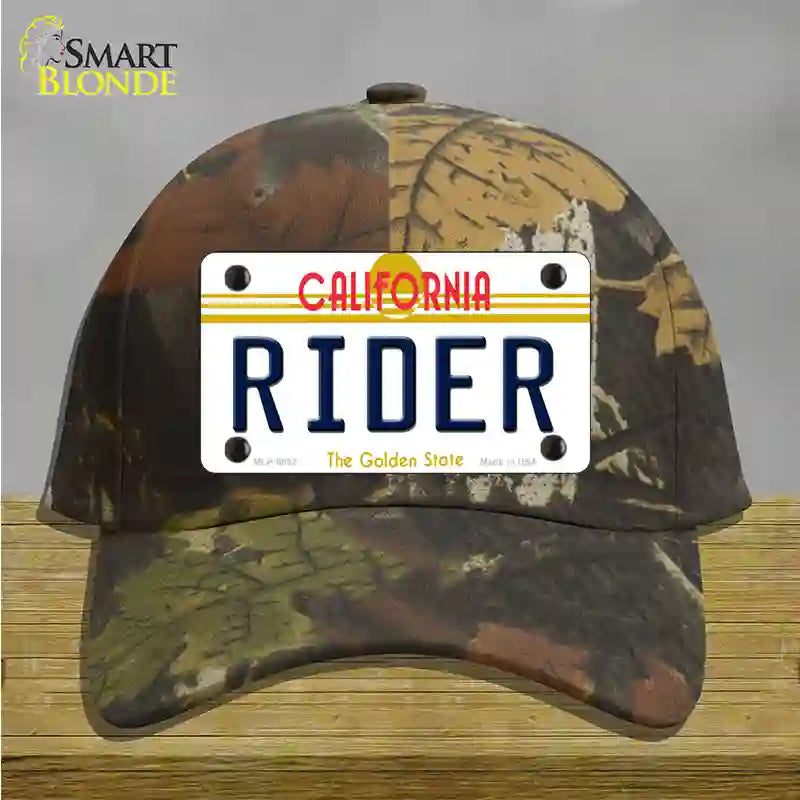 Rider California Novelty License Plate Hat Cotton / Camoflauge