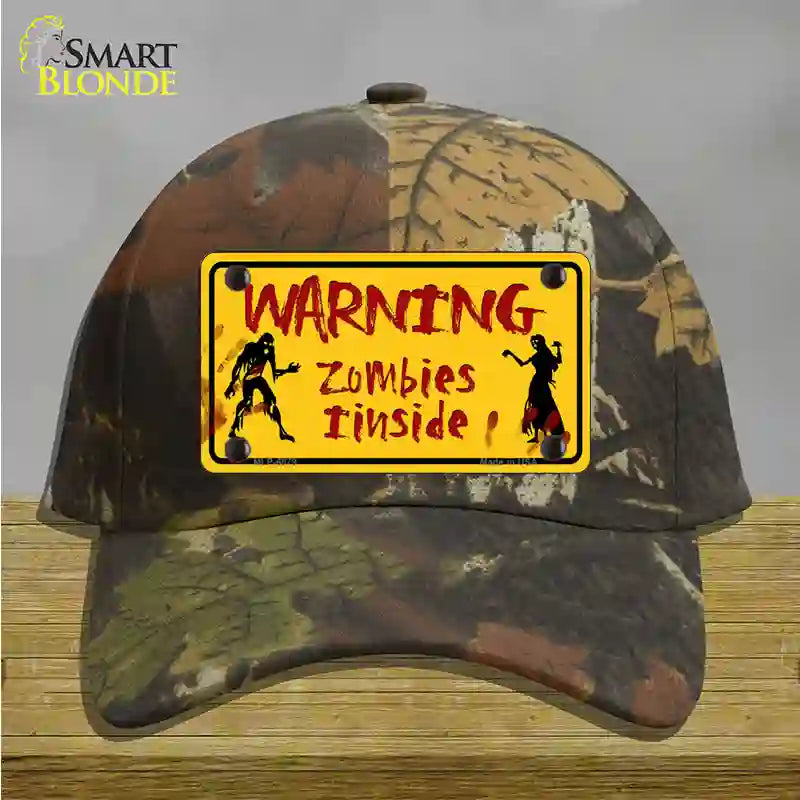 Warning Zombies Inside Novelty License Plate Hat Cotton / Camoflauge